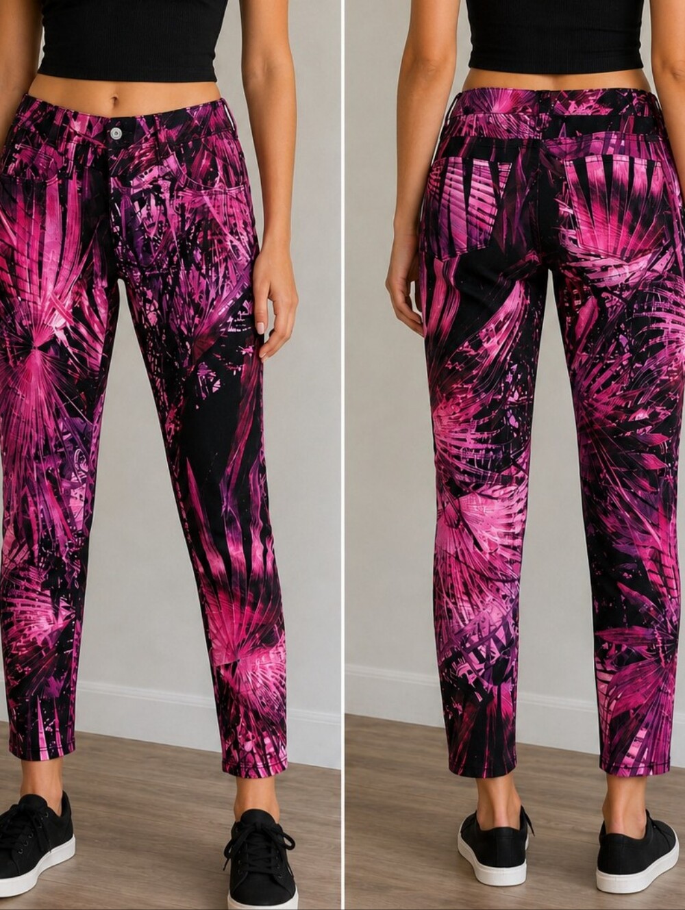 Marciano Purple Tropical Print Skinny Pants Women's Size 30 Stretch.